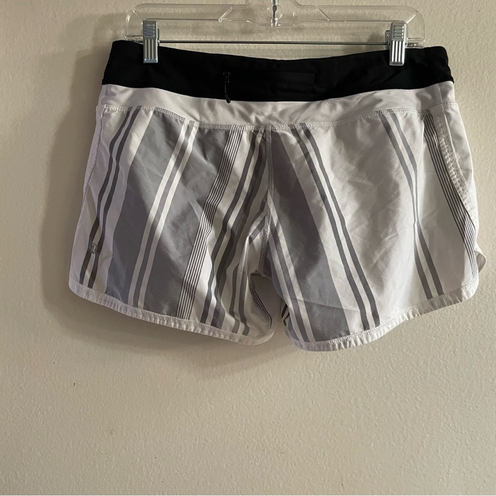 Lululemon Women's Striped Shorts - Black and White size 10